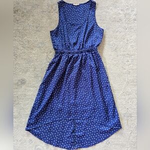 Blue Sleeveless Geometrical Hi-low Dress